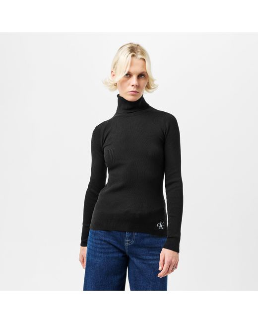 Calvin Klein Black Roll Neck Knitted Top