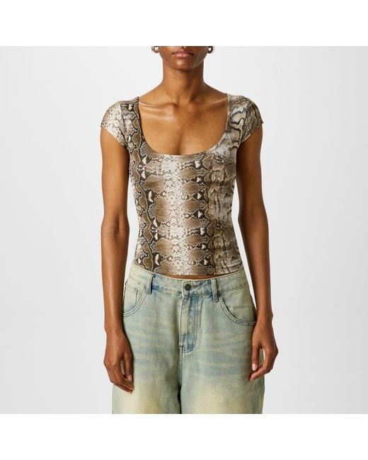 Jaded London Green Snakeskin T-Shirt