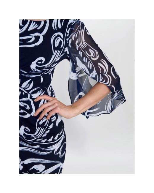 Gina Bacconi Blue Iga Abstract Print Cocktail Dress