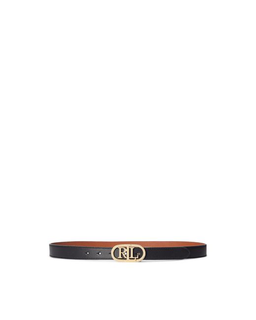 Ralph Lauren Multicolor Oval-Logo Reversible Leather Skinny Belt