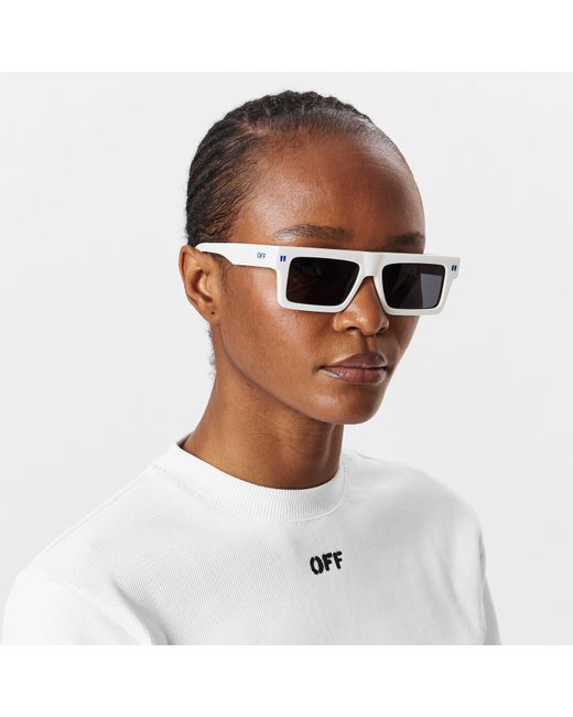 Off-White c/o Virgil Abloh White Chandler 53 Rectangle Sunglasses