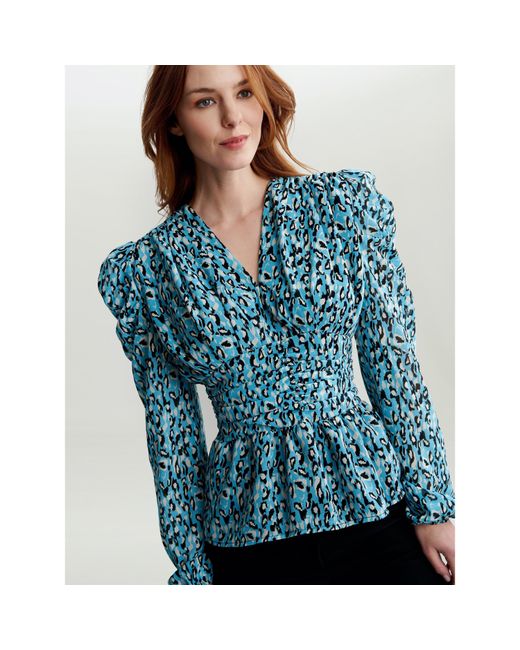 Gina Bacconi Blue Pnina Blouse With Rouched Waistband