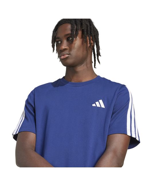 Adidas Blue Essentials 3-Stripes T-Shirt for men