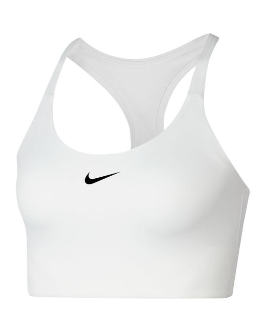 Nike White Swoosh Medium-Support 1-Piece Pad Sports Bra