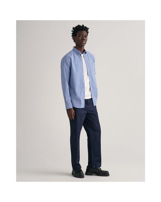 Gant Blue Regular Fit Gingham Poplin Shirt for men