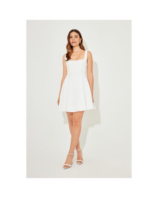 Odd Muse White Square Neck Mini Dress