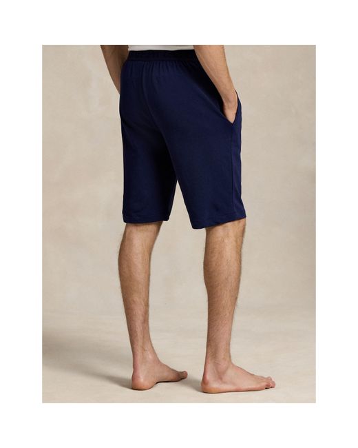 Polo Ralph Lauren Blue Tonal Taped Waistband Jersey Relaxed Fit Jogger Shorts for men