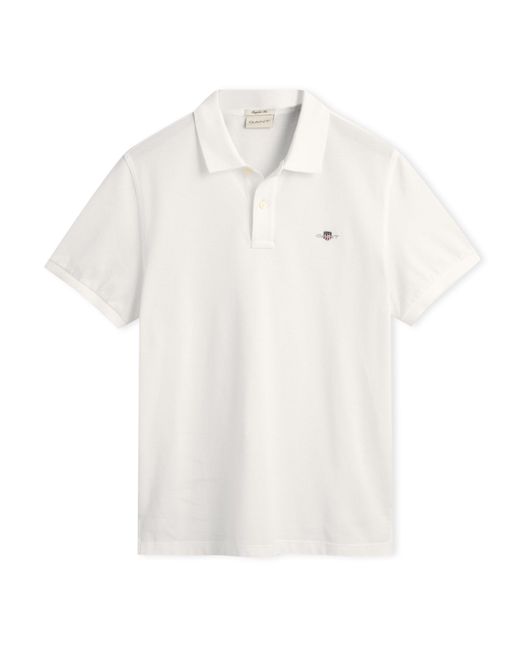 Gant White Shield Pique Polo Shirt for men