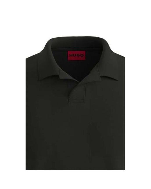 HUGO Black Dimerspolo Stretch Cotton Polo Shirt for men