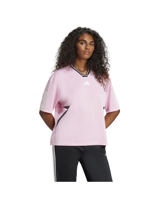 Adidas Pink Tiro Cut 3-Stripes Colorblock Boyfriend T-Shirt