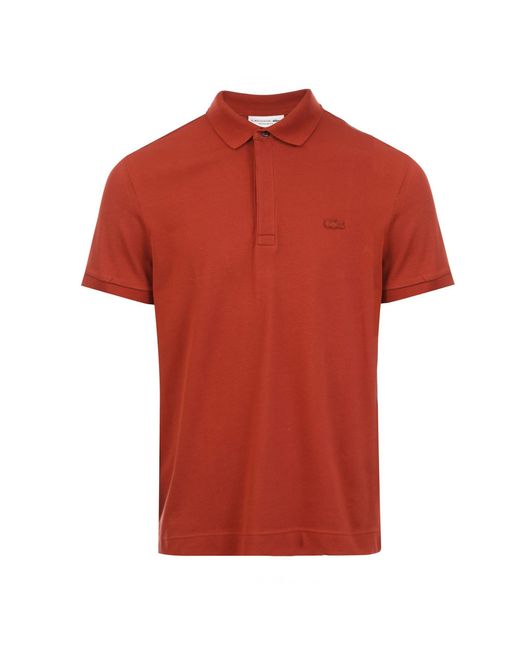 Lacoste Red Regular Fit Paris Stretch Piqué Polo Shirt for men