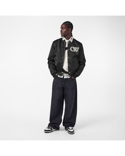 Off-White c/o Virgil Abloh Black Monogram Long Sleeve Bomber Jacket for men