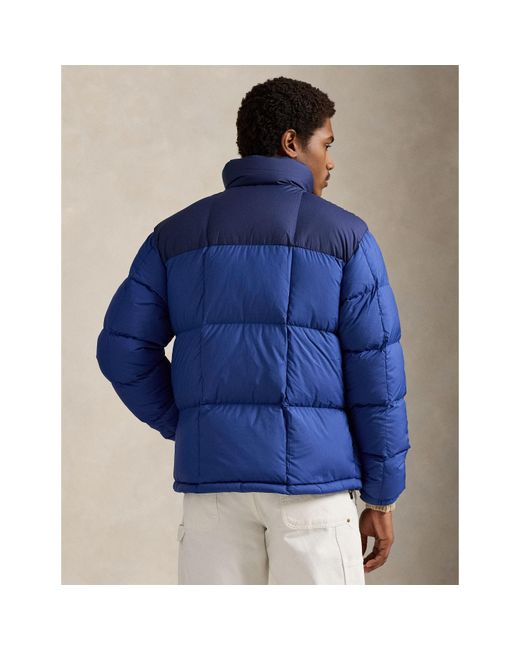 Polo Ralph Lauren Blue El Cap Waterproof Duck Down Detachable Hood Short Puffer Jacket for men