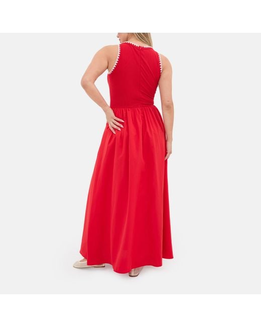 I Saw It First Red Whipstitch Midaxi Dress