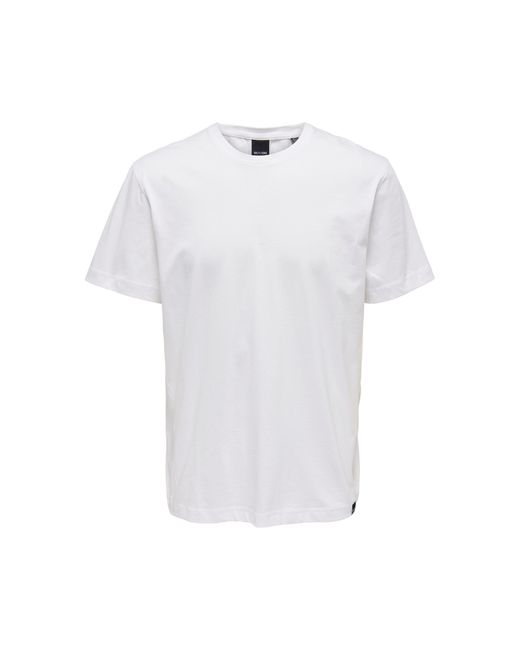 Only & Sons White Max Life Regular Fit Short-Sleeve T-Shirt for men