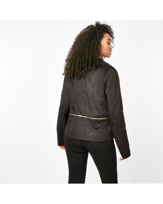 Biba Black Waterfall Faux Suede Long Sleeve Overcoat