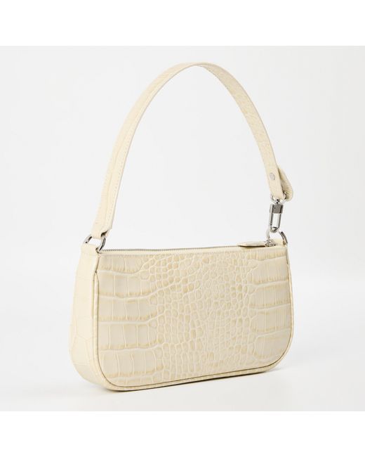 By Far Natural Embossed Leather Shoulder Bag
