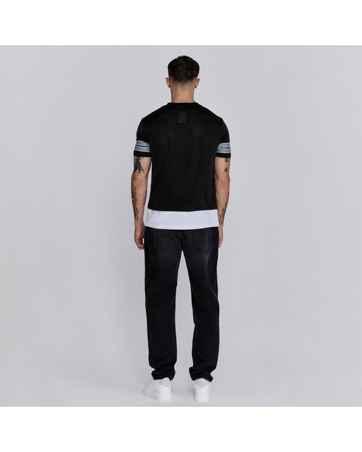 Siksilk Black Slim Fit Sports T-Shirt for men