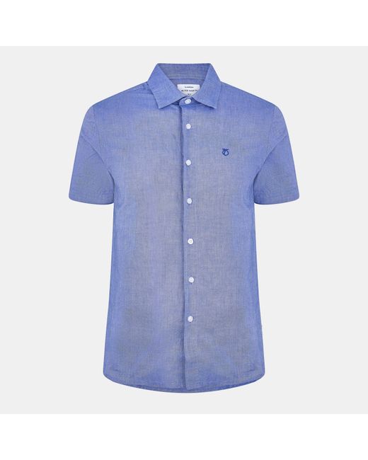 Peter Werth Blue Church Short Sleeve Plain Shirt for men
