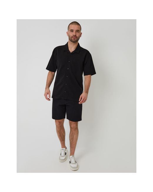 Threadbare Black Embley Short-Sleeve Patterned Shirt for men