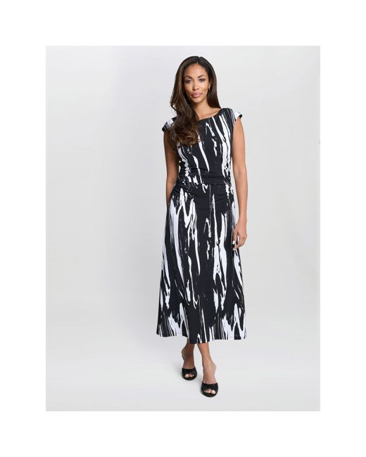 Gina Bacconi Blue Lucia Abstract Print Dress