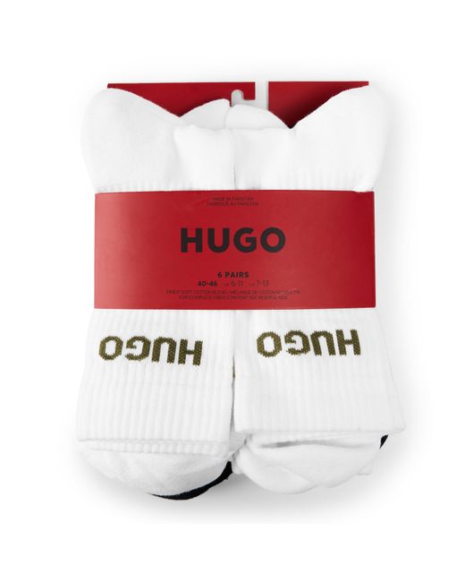 HUGO Multicolor Ribbed Logo 6-Pack Crew Socks for men