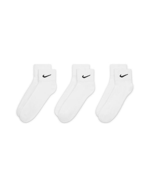 Nike White Three Pack Quarter Socks for men