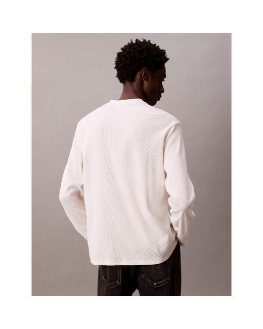 Calvin Klein White Ckj Waffle Long-Sleeve T-Shirt for men