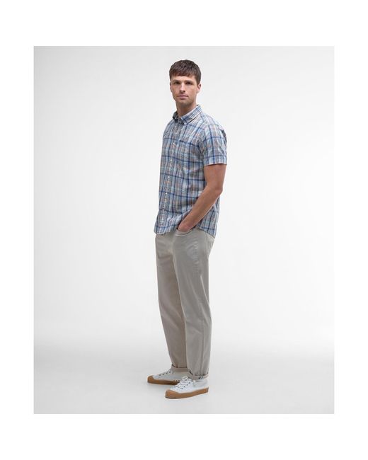 Barbour Blue Elton Short-Sleeve Patterned Shirt for men