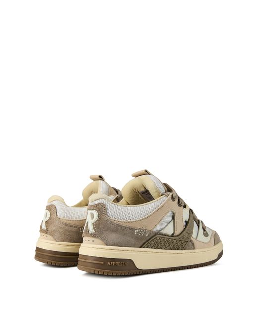 Represent White Panelled Canvas Chunky Sneakers for men