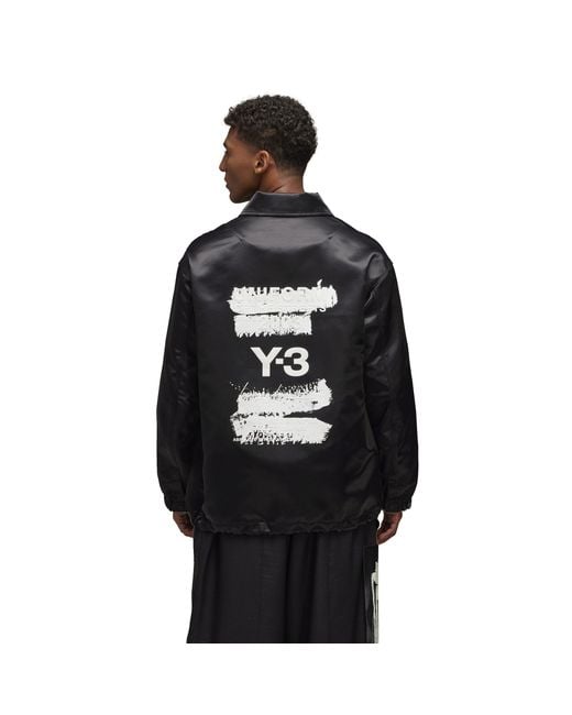 Y-3 Black Graphic Long Sleeve Coach Jacket for men