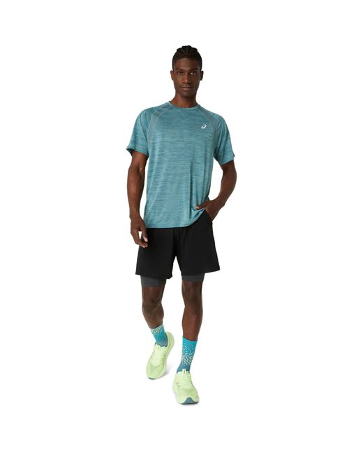 Asics Blue Road Short Sleeve Running T-Shirt for men
