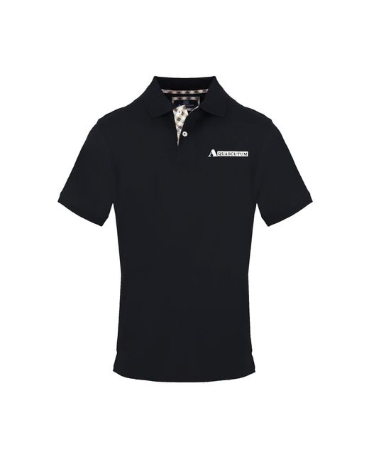 Aquascutum Black Polo Short Sleeve Polo Shirt for men