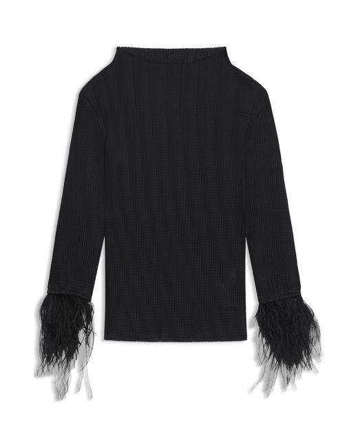 Boss Black Detachable Feather Cuff Jumper