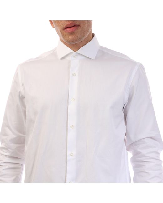 Boss White Joe Spread Long Sleeve Oxford Shirt for men