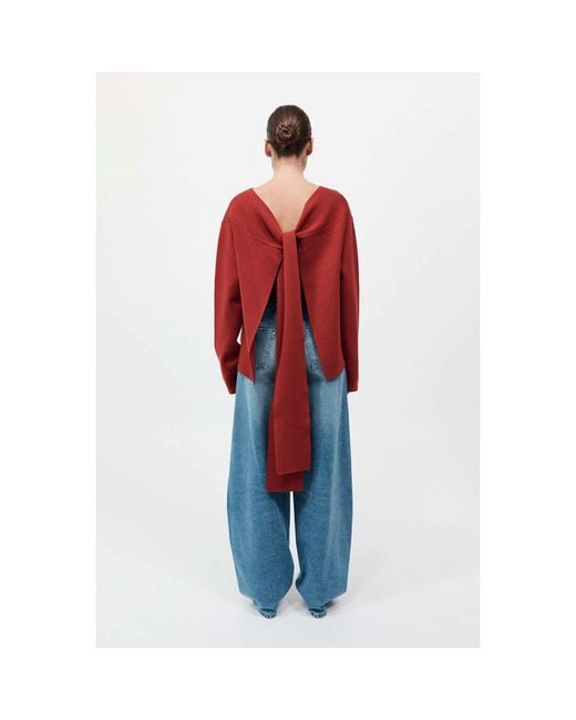 St. Agni Red Scarf Jumper