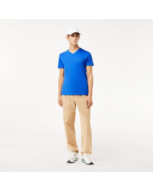 Lacoste Blue V Neck Tee Sn99 for men
