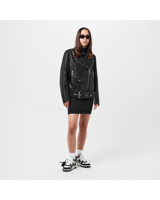 Off-White c/o Virgil Abloh Black Oversized Leather Jacket