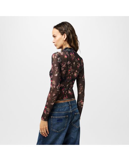Ted Baker Black High Neck Print Long Sleeve T-Shirt