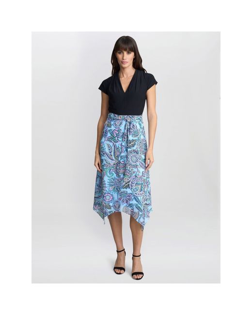 Gina Bacconi Blue Charlotte Handkerchief Skirt Dress