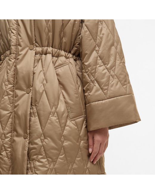 Barbour Natural Celine Diamond Quilted Hooded Long Sleeve Quilted Jacket