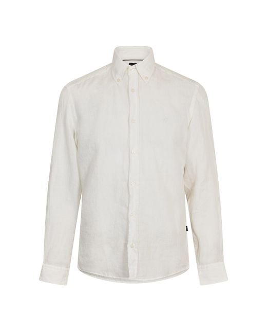 Boss White Liam Short Sleeve Buttoned Shirt for men