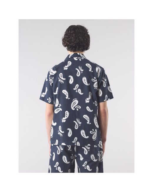 Pretty Green Blue Widnes Paisley Short-Sleeve Patterned Shirt for men