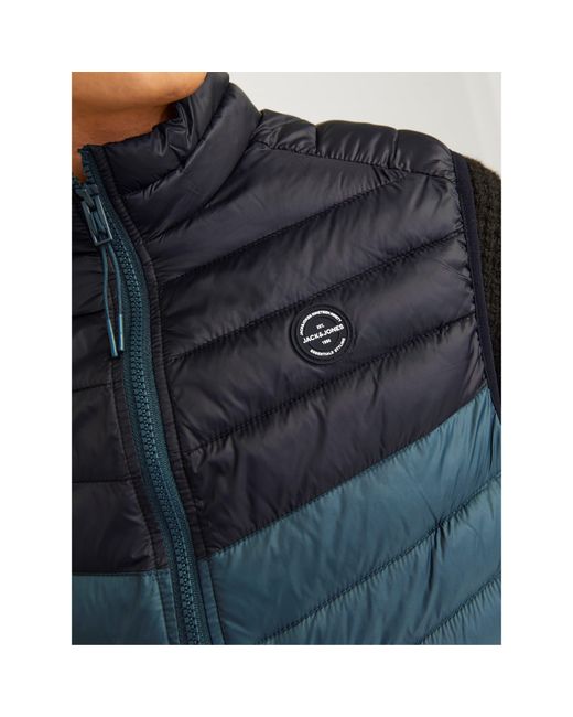 Jack & Jones Blue Sleeveless Zipper Gilet for men