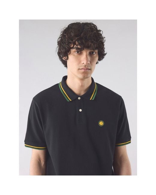 Pretty Green Black Brixton Short-Sleeve Polo Shirt for men
