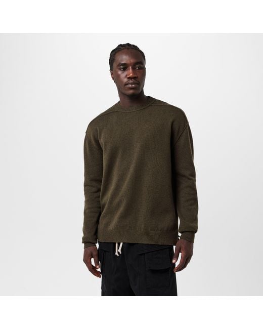 Rick Owens Green Ribbed Crew Neck Relaxed Fit Jumper for men