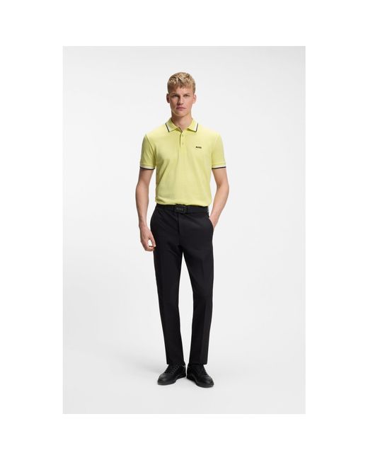 Boss Yellow Paddy Polo Shirt With Contrast Tipping for men