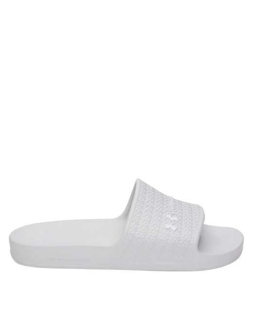 Under Armour White Pool Sliders