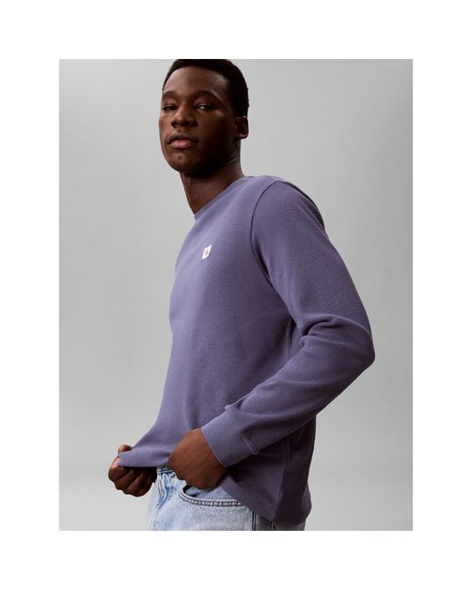 Calvin Klein Purple Waffle Long Sleeve Top for men