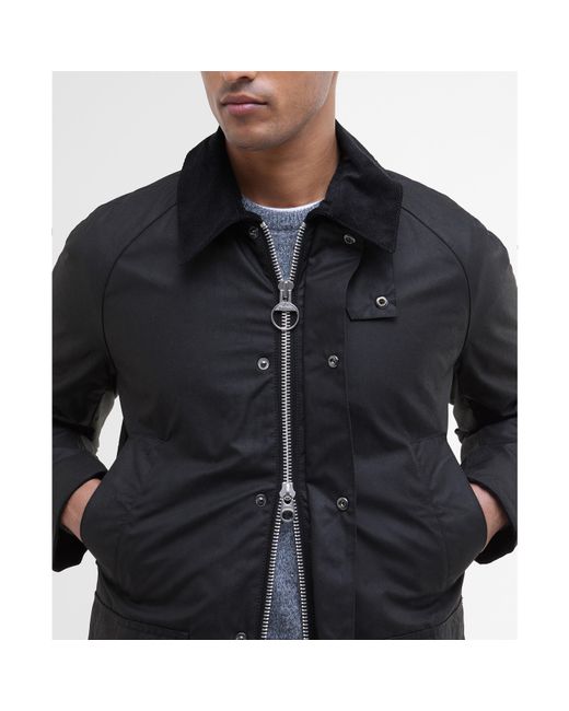 Barbour Black Ashby Water Resistant Windproof Long Sleeve Wax Jacket for men